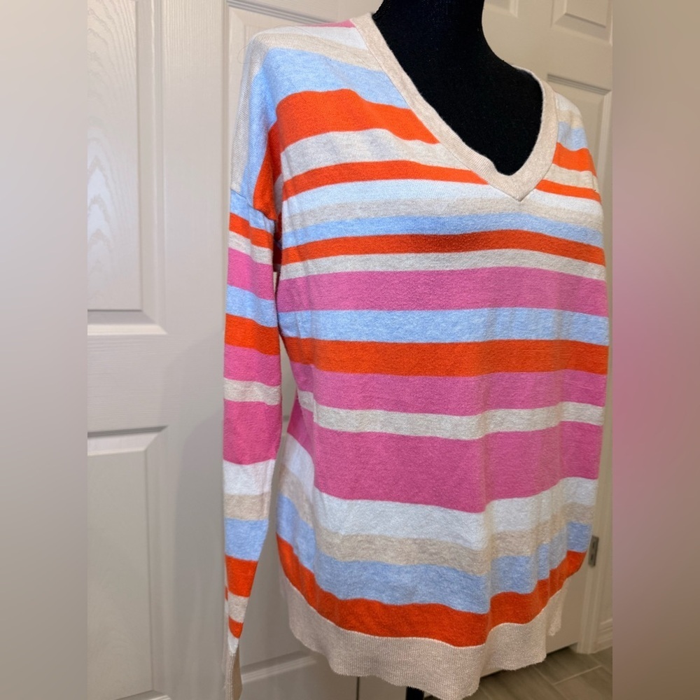 GAP Colorful Striped V-Neck Sweater - Picture 2 of 7
